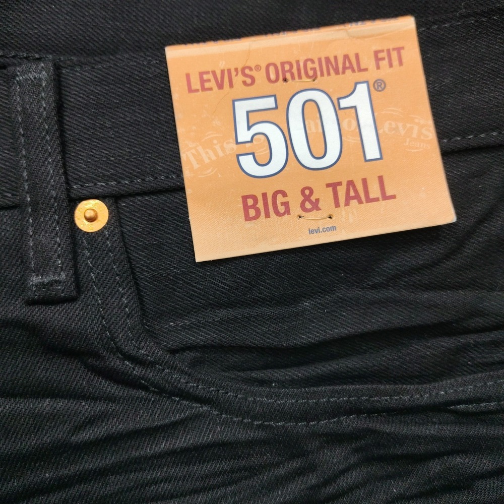 Levi's 501 Jeans Mens 34x38 Black Denim Big & Tall Straight Leg Button Fly NWT - Picture 9 of 16
